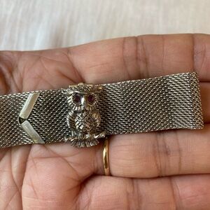 Sarah Coventry Owl Silver Tone Mesh Vintage Bracelet‎